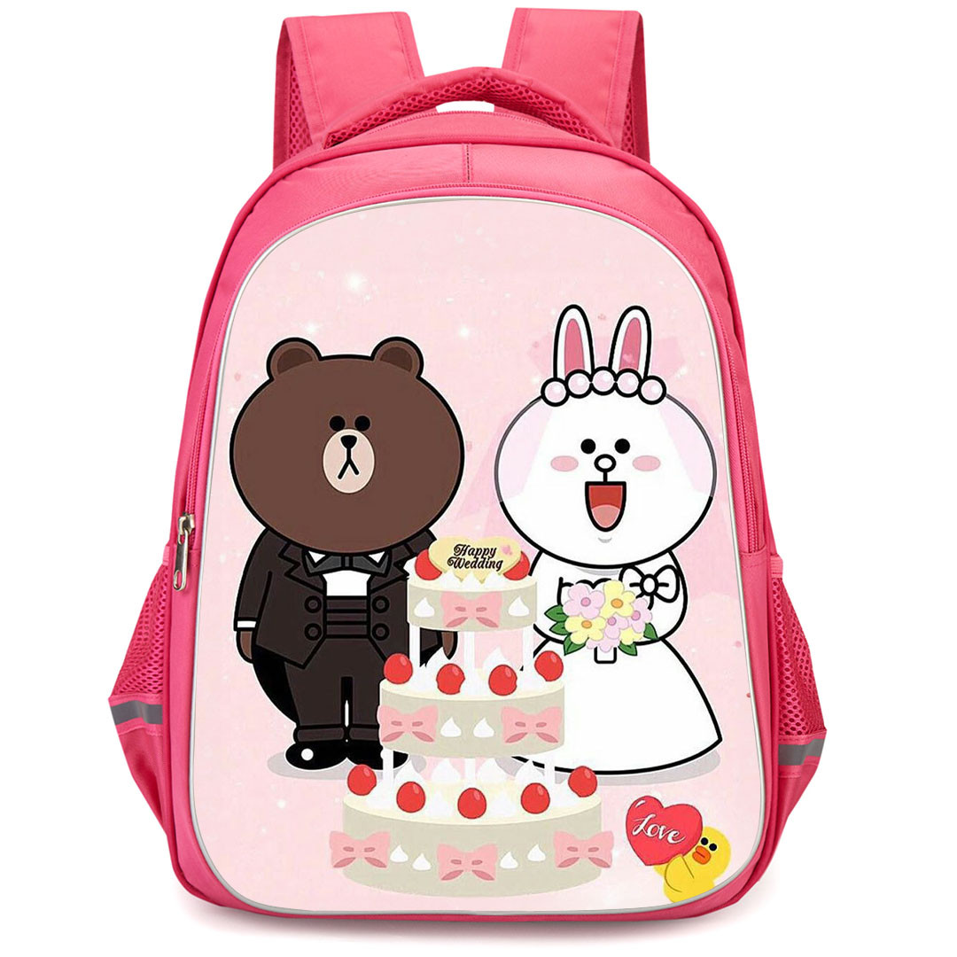 Lines Friends Backpack StudentPack - Lines Friends Brown And Cony Happy Wedding Poster