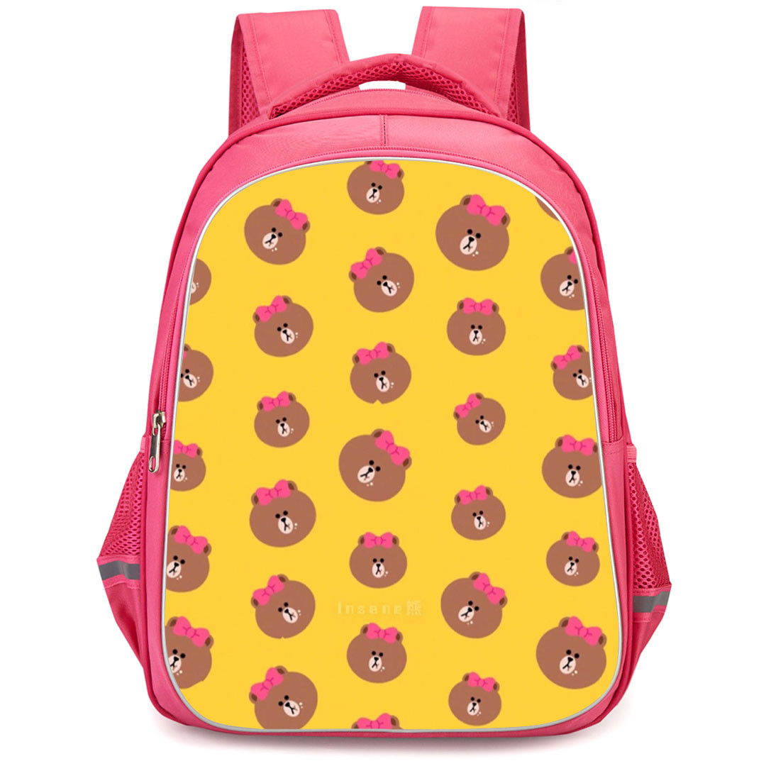 Lines Friends Choco Backpack StudentPack - Choco Avatar Pattern Art On Yellow Background