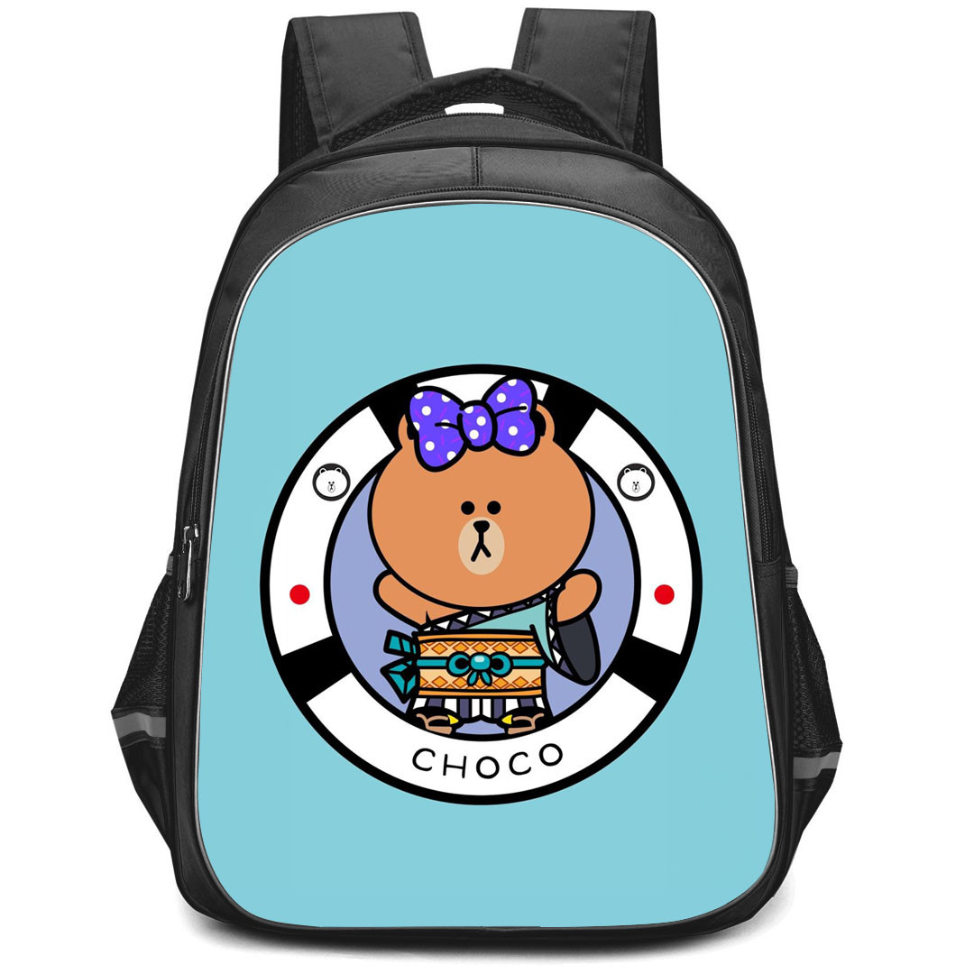 Lines Friends Choco Backpack StudentPack - Choco Kung Fu Master On Blue Background