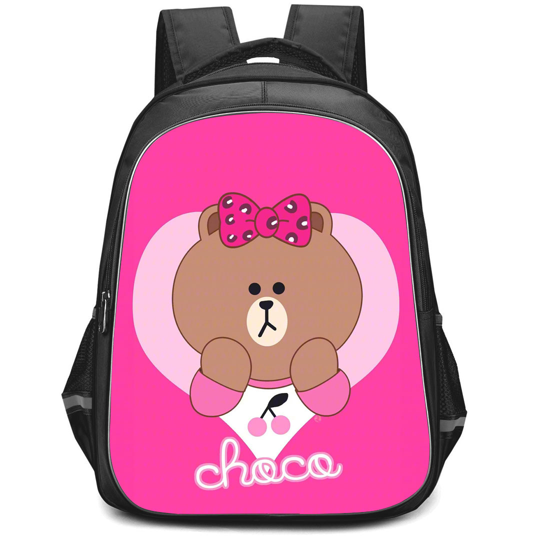 Lines Friends Choco Backpack StudentPack - Choco Portrait On Pink Background