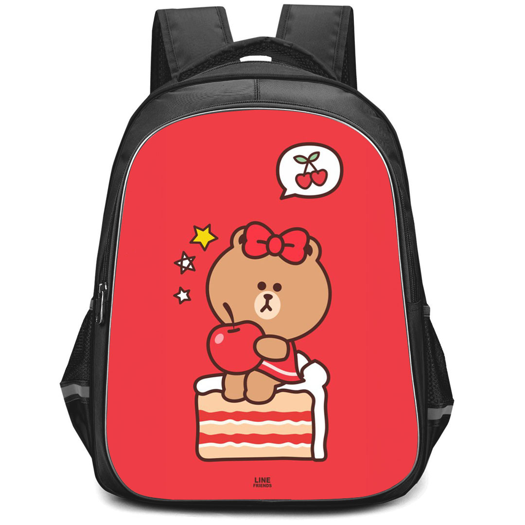 Lines Friends Choco Backpack StudentPack - Choco Sitting Red Background