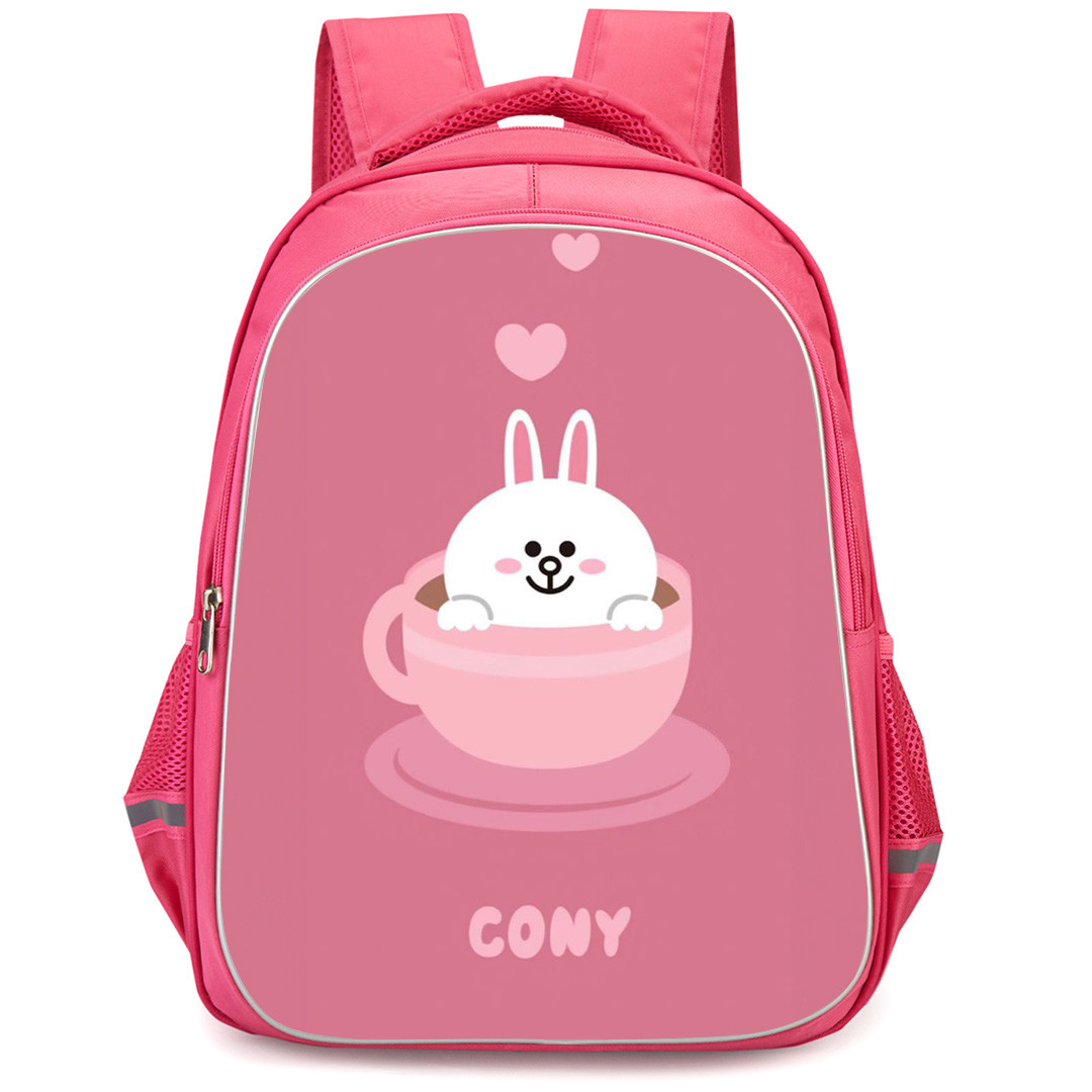 Lines Friends Cony Backpack StudentPack - Cony Inside A Cup Pink Background