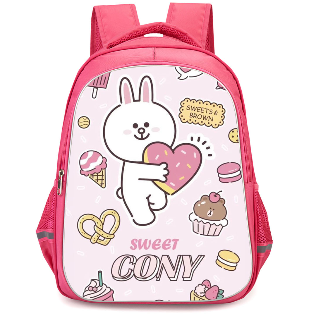 Lines Friends Cony Backpack StudentPack - Cony Holding Sweet Candy Pink Poster