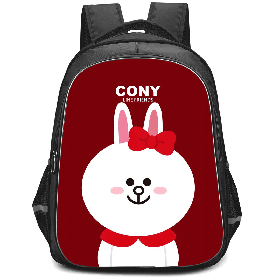 Lines Friends Cony Backpack StudentPack - Cony Portrait On Maroon Background