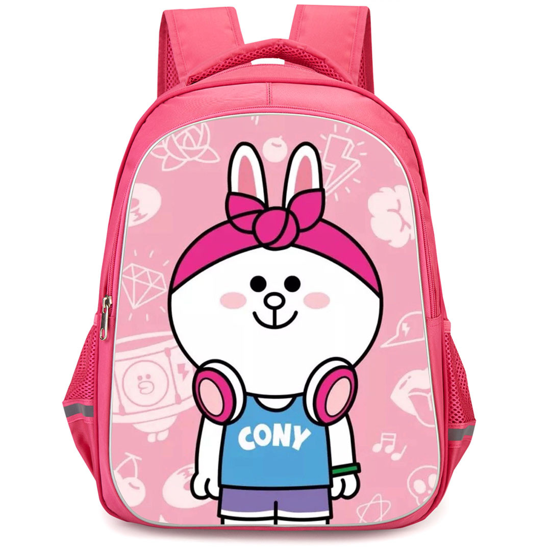 Lines Friends Cony Backpack StudentPack - Cony Standing On Pink Background
