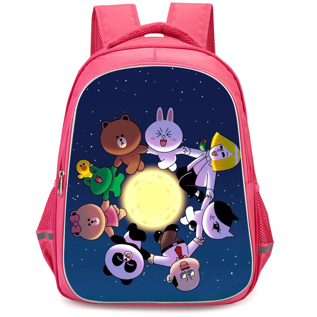 Lines Friends Backpack StudentPack - Lines Friends Holding Hands Around The Moon