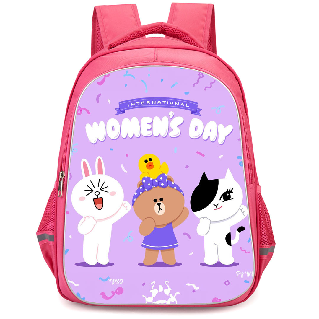 Lines Friends Backpack StudentPack - Lines Friends International Women's Day Poster Purple Background