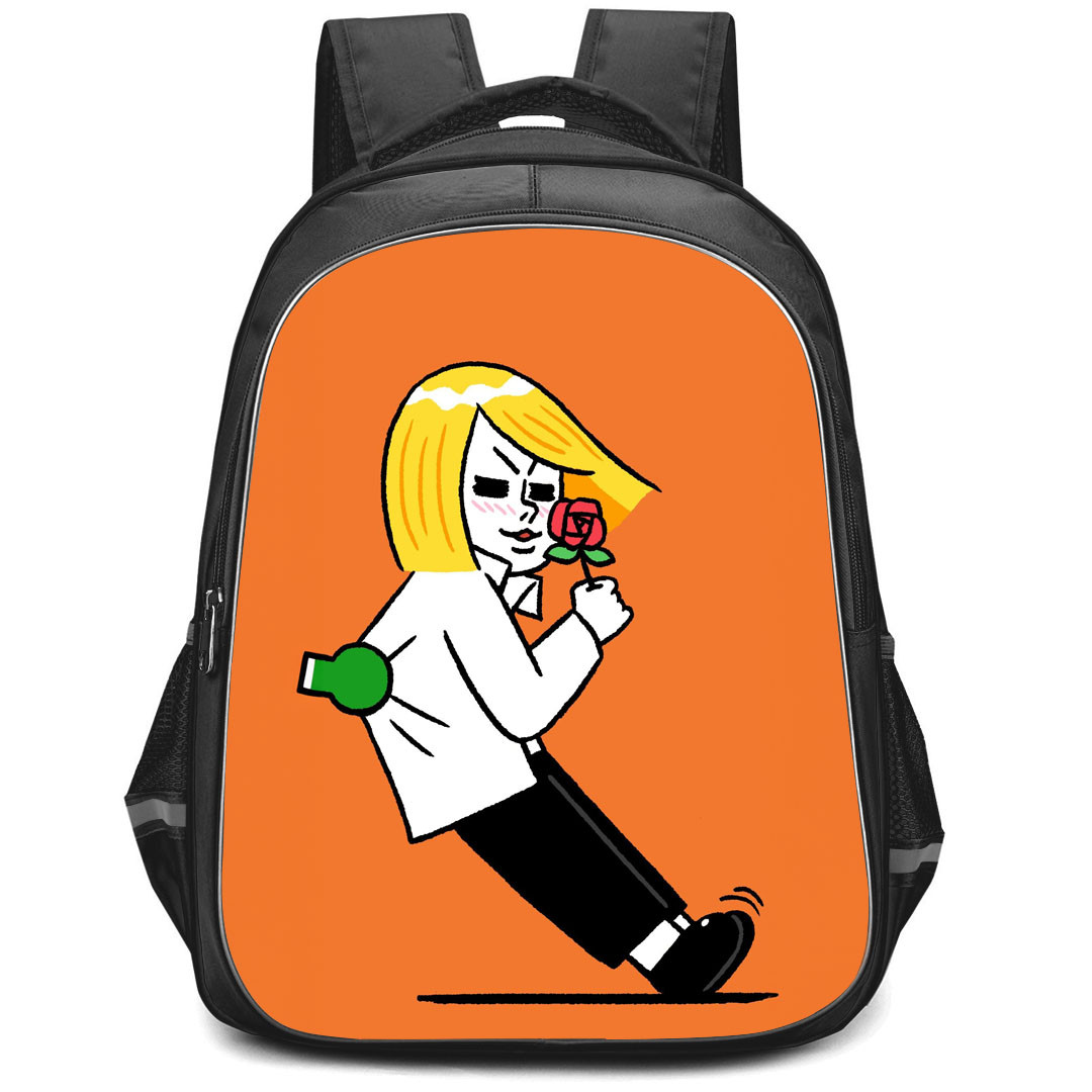 Lines Friends James Backpack StudentPack - James Holding Rose On Orange Background