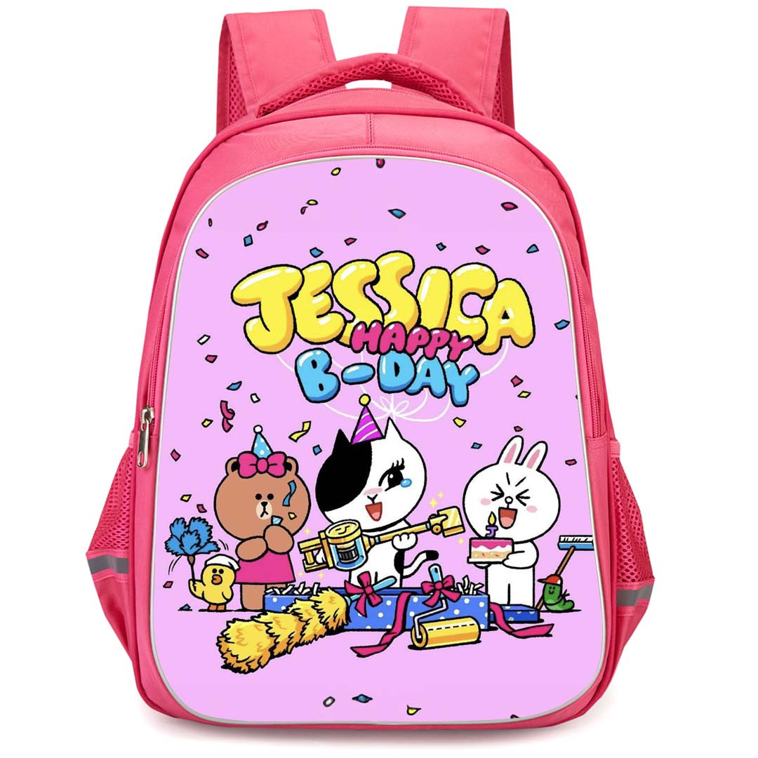 Lines Friends Jessica Backpack StudentPack - Jessica Birthday Party On Pink Background