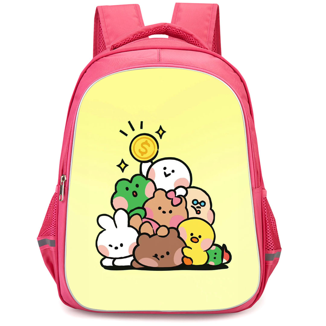 Lines Friends Backpack StudentPack - Lines Friends Minimalist Art On Yellow Background