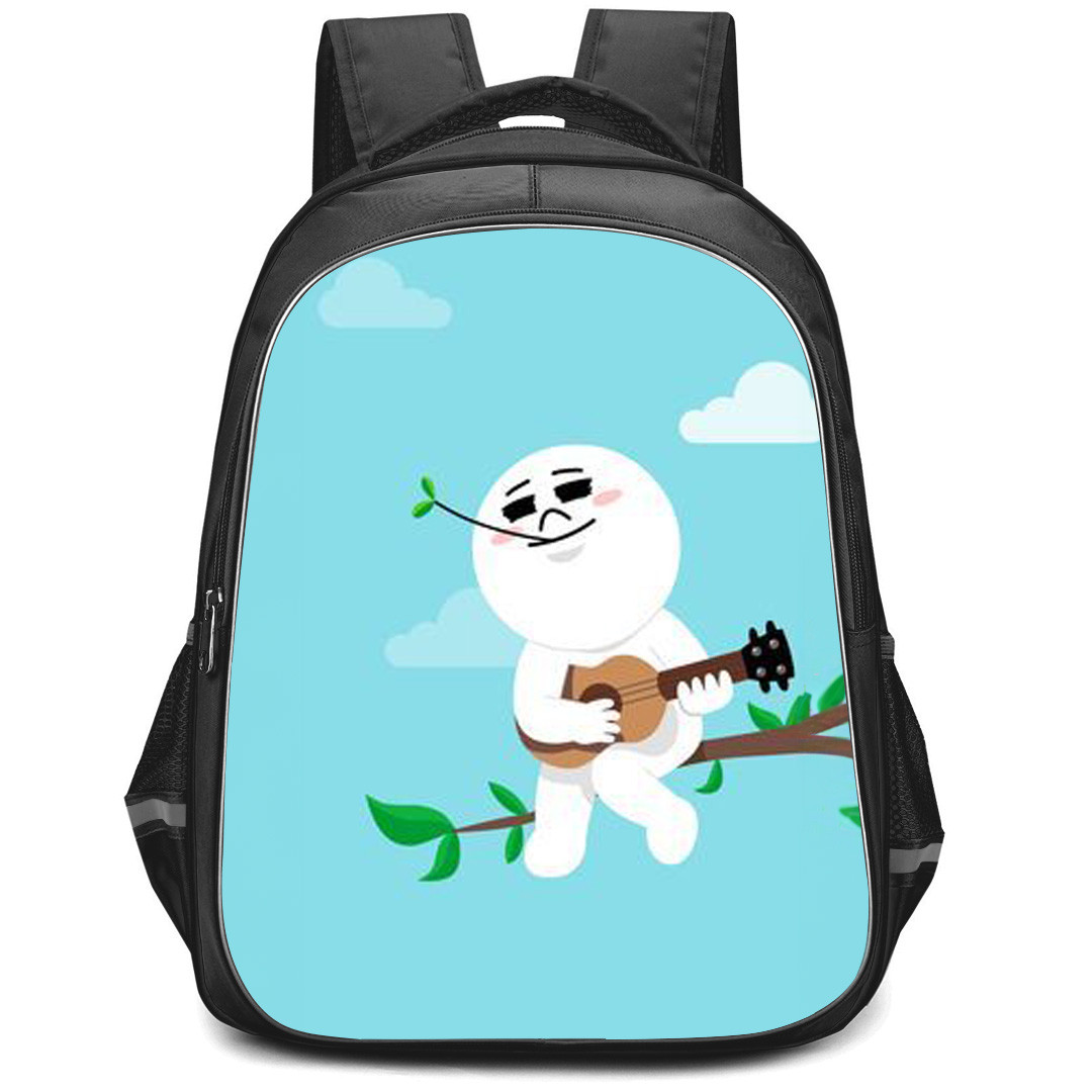 Lines Friends Moon Backpack StudentPack - Moon Playing Guitar Sitting On A Tree Branch