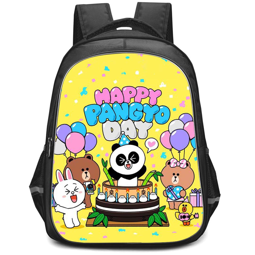 Lines Friends Pangyo Backpack StudentPack - Pangyo Happy Pangyo Day Poster Yellow Background