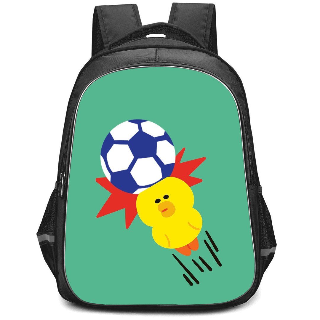 Lines Friends Sally Backpack StudentPack - Sally Playing Football On Cyan Background