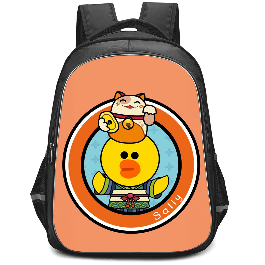 Lines Friends Sally Backpack StudentPack - Sally Inside a Circle And Orange Background
