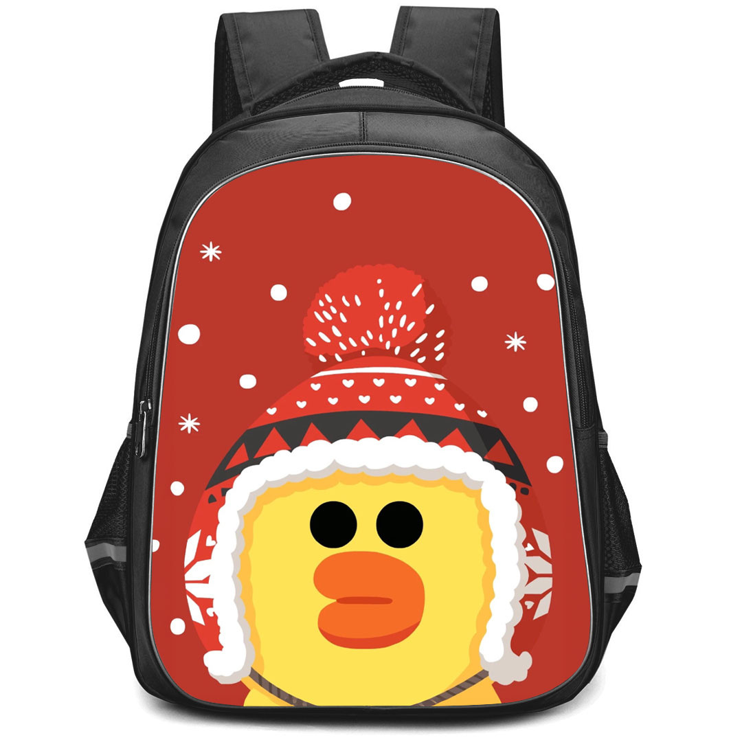 Lines Friends Sally Backpack StudentPack - Sally Under Snowfall On Red Background