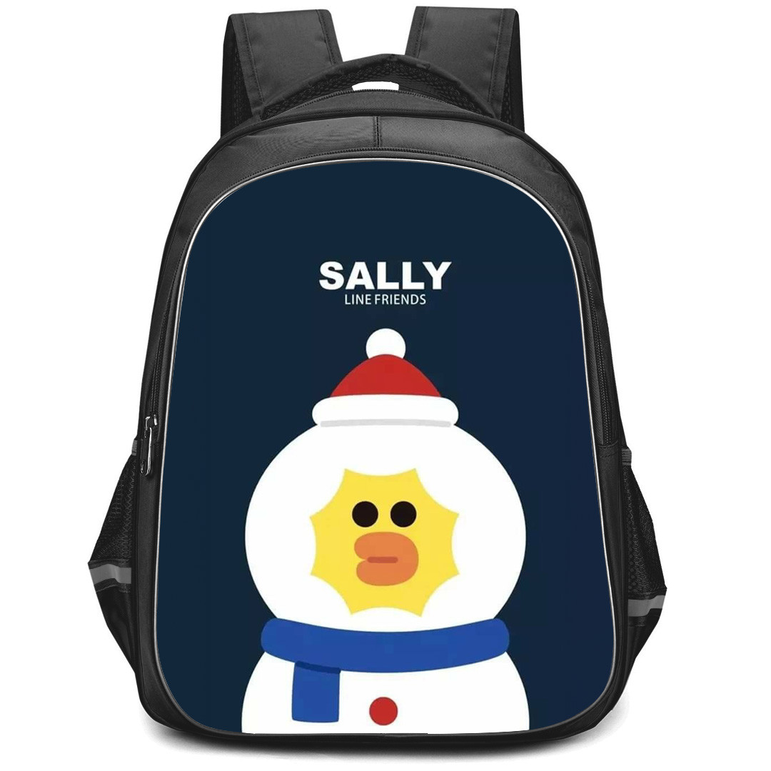 Lines Friends Sally Backpack StudentPack - Sally Wearing Snowman On Black Background