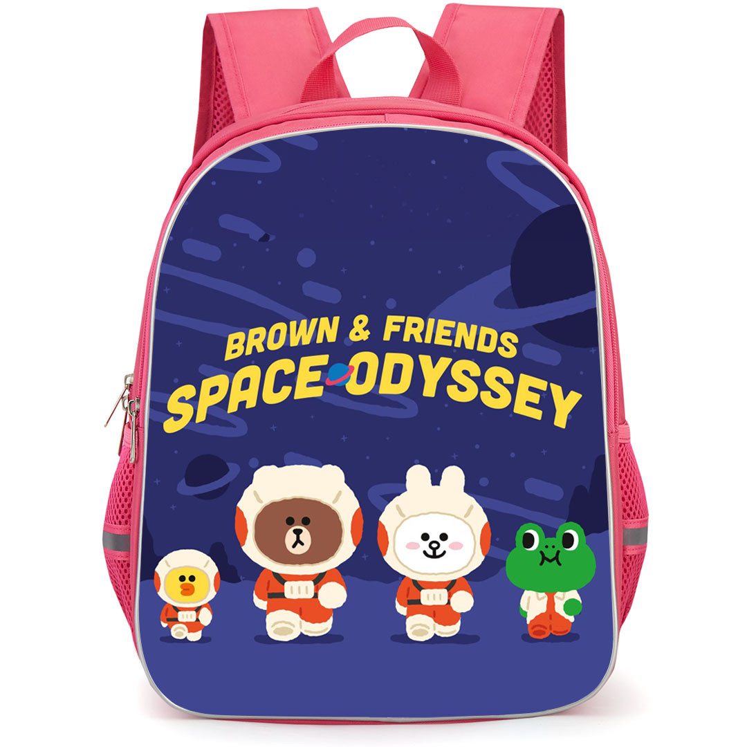 Lines Friends Backpack StudentPack - Lines Friends Brown And Friends Space Odyssey Blue Background