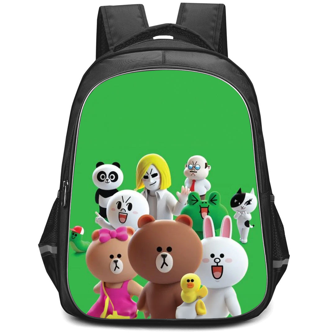 Lines Friends Backpack StudentPack - Lines Friends Standing On Green Background
