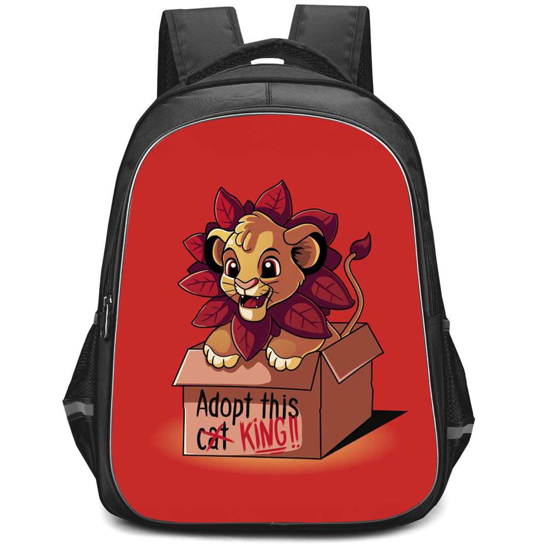 The Lion King Backpack StudentPack - The Lion King Adopt This Cat King Red Background