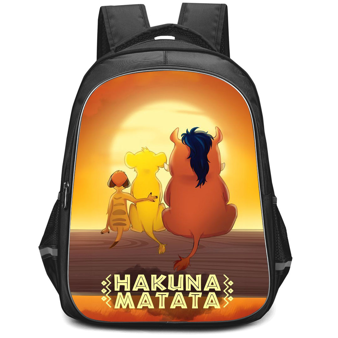 The Lion King Backpack StudentPack - The Lion King Hakuna Matata Simba Pumbaa And Timon Watching Sunset Poster