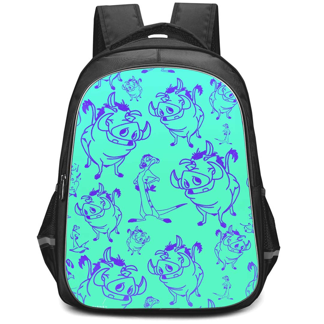 The Lion King Backpack StudentPack - The Lion King Pattern Art On Cyan Background