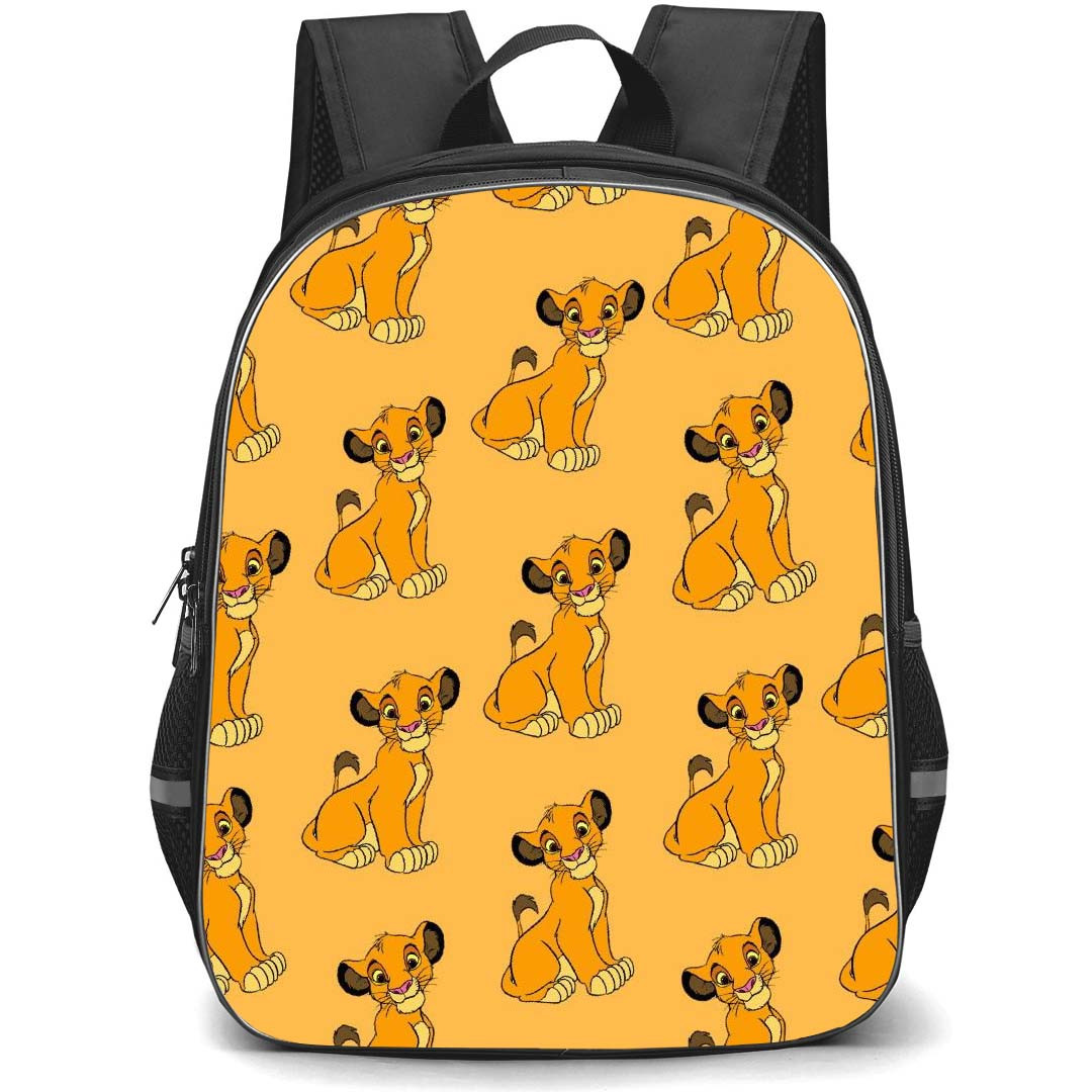 The Lion King Simba Backpack StudentPack - Simba Patter Art On Orange Background