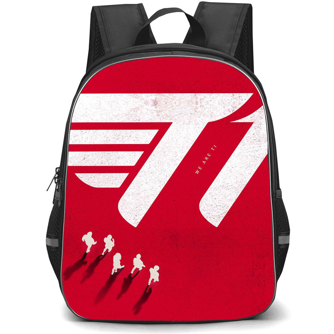 T1 Backpack StudentPack - T1 White Silhouette Red Background