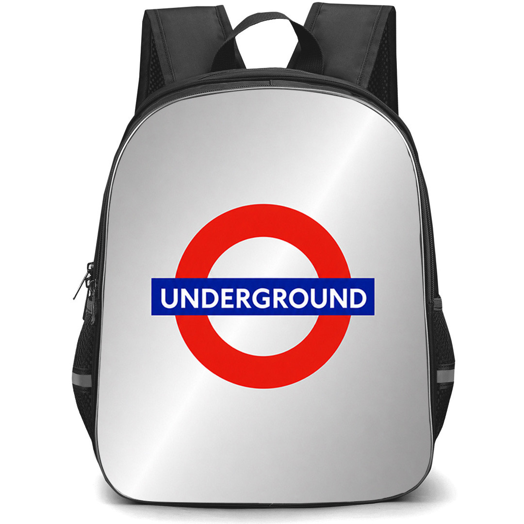 London Underground Backpack School Bag StudentPack - London Underground On Metallic Background