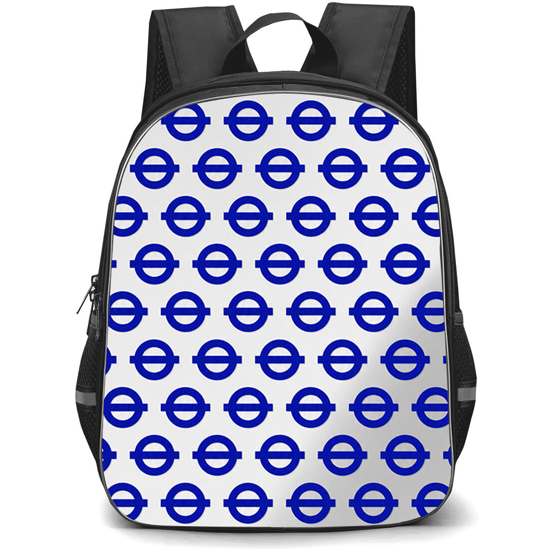 London Underground Backpack School Bag StudentPack - London Underground Tube Line Roundels Pattern Blue Edition Poster