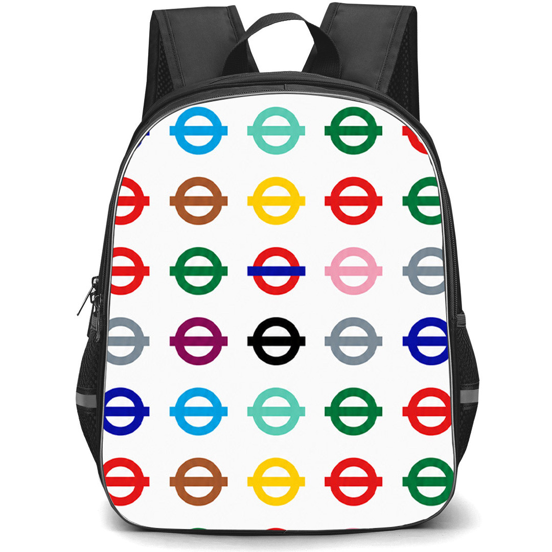 London Underground Backpack School Bag StudentPack - London Underground Tube Line Roundels Pattern Poster