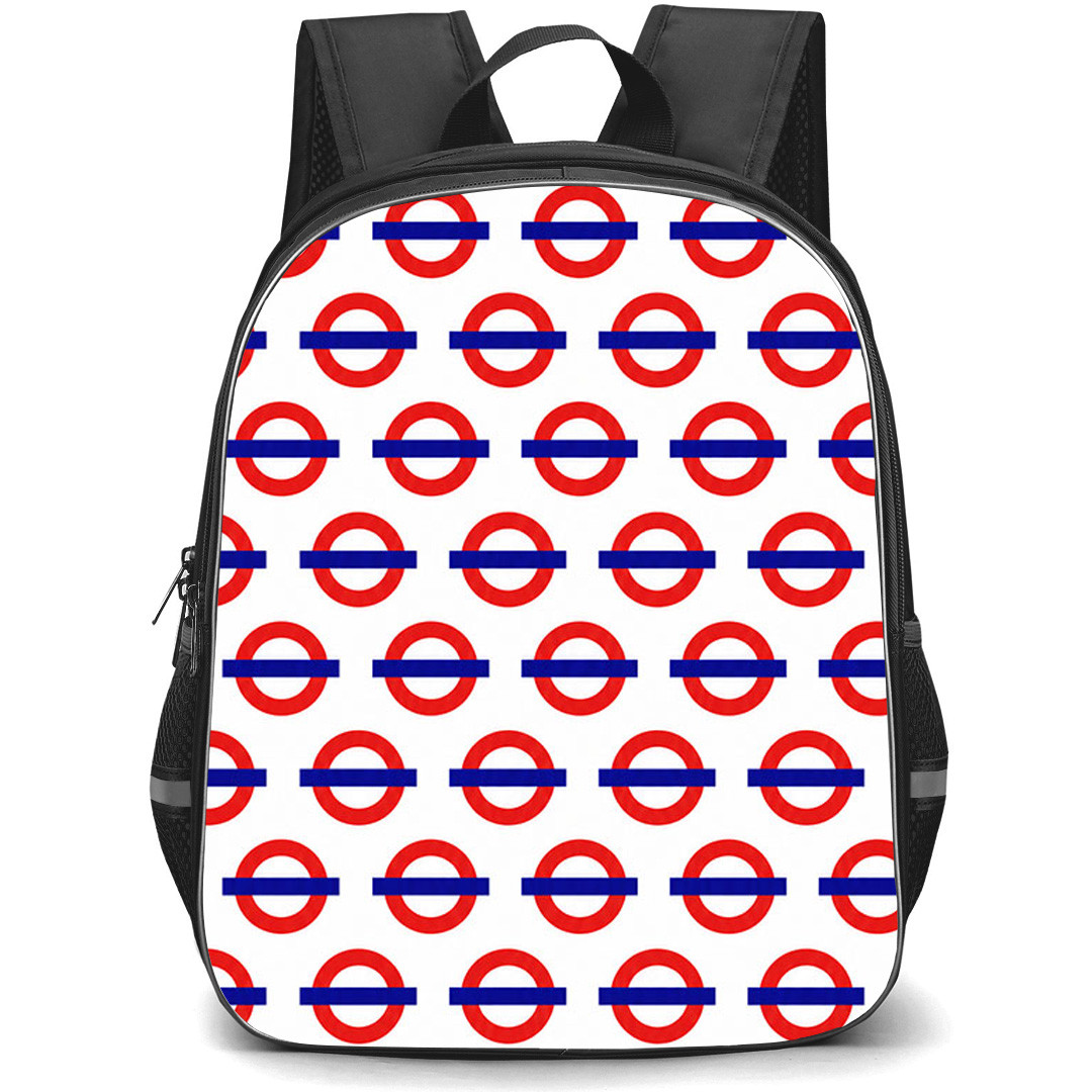 London Underground Backpack School Bag StudentPack - London Underground Tube Line Roundels Pattern Red Edition Poster