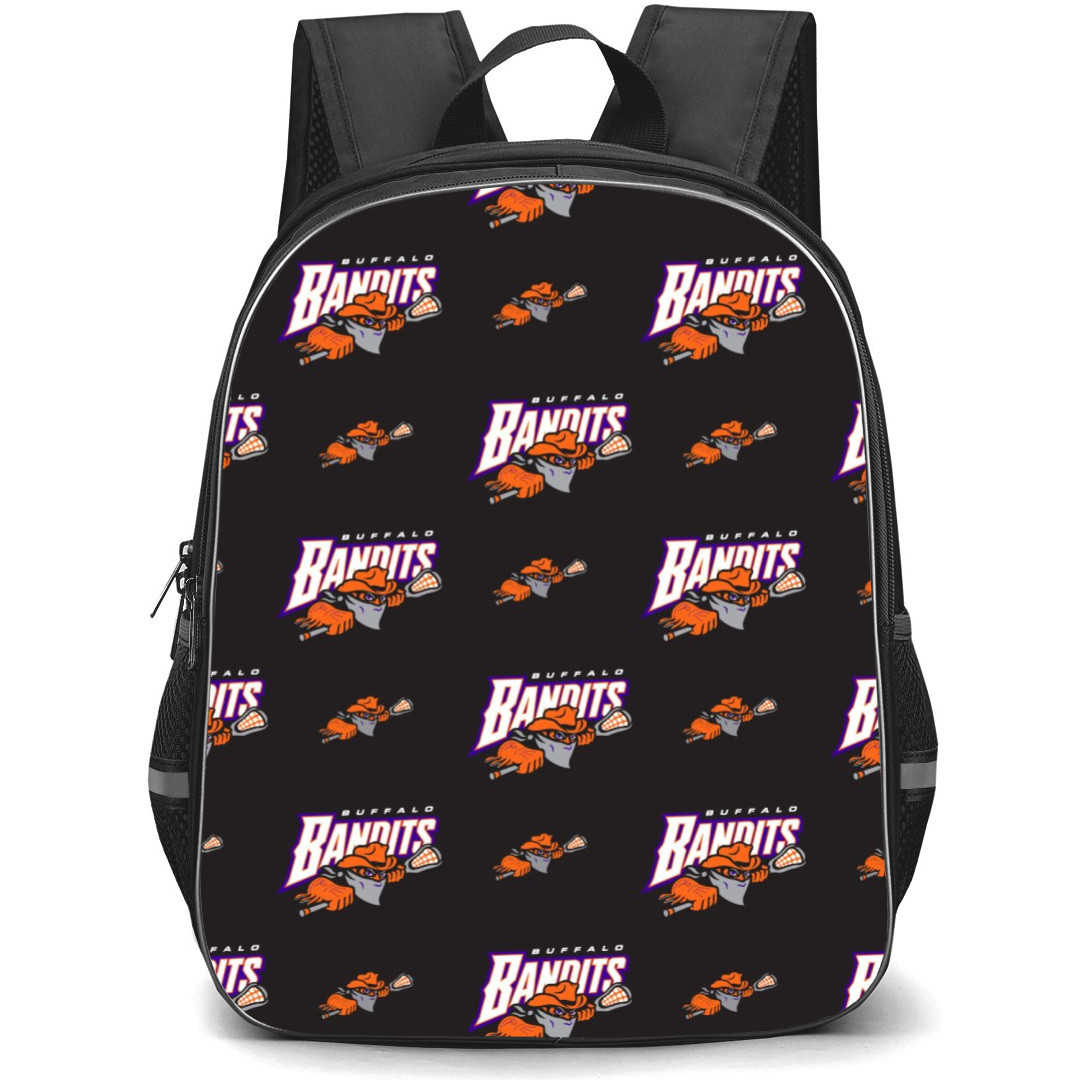 Buffalo Bandits Backpack School Bag StudentPack - Logo Pattern Gray Background