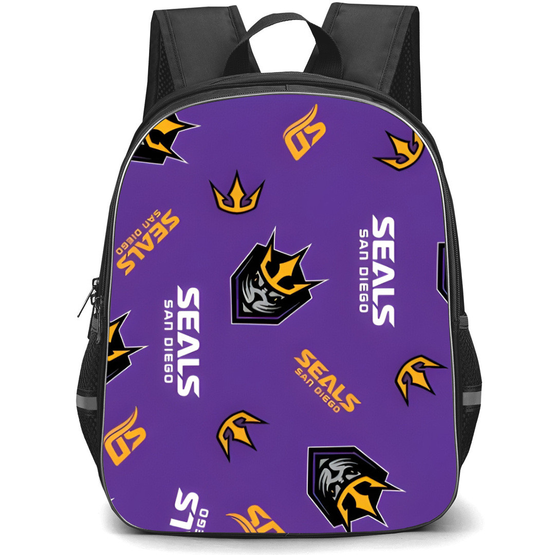 San Diego Seals Backpack School Bag StudentPack - Logo Pattern Purple Background