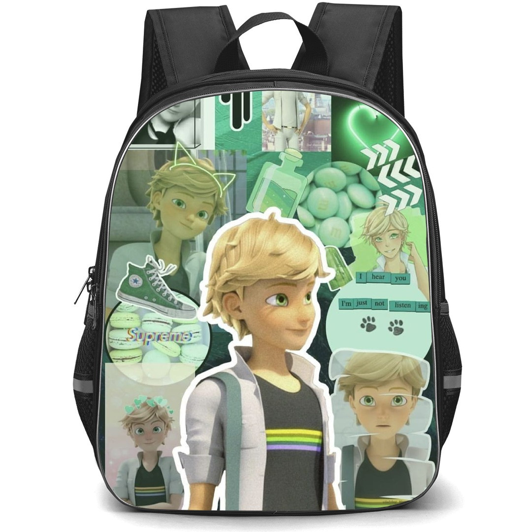 LadyBug Adrien Agreste School Backpack StudentPack - Adrien Agreste Don't Worry Collage