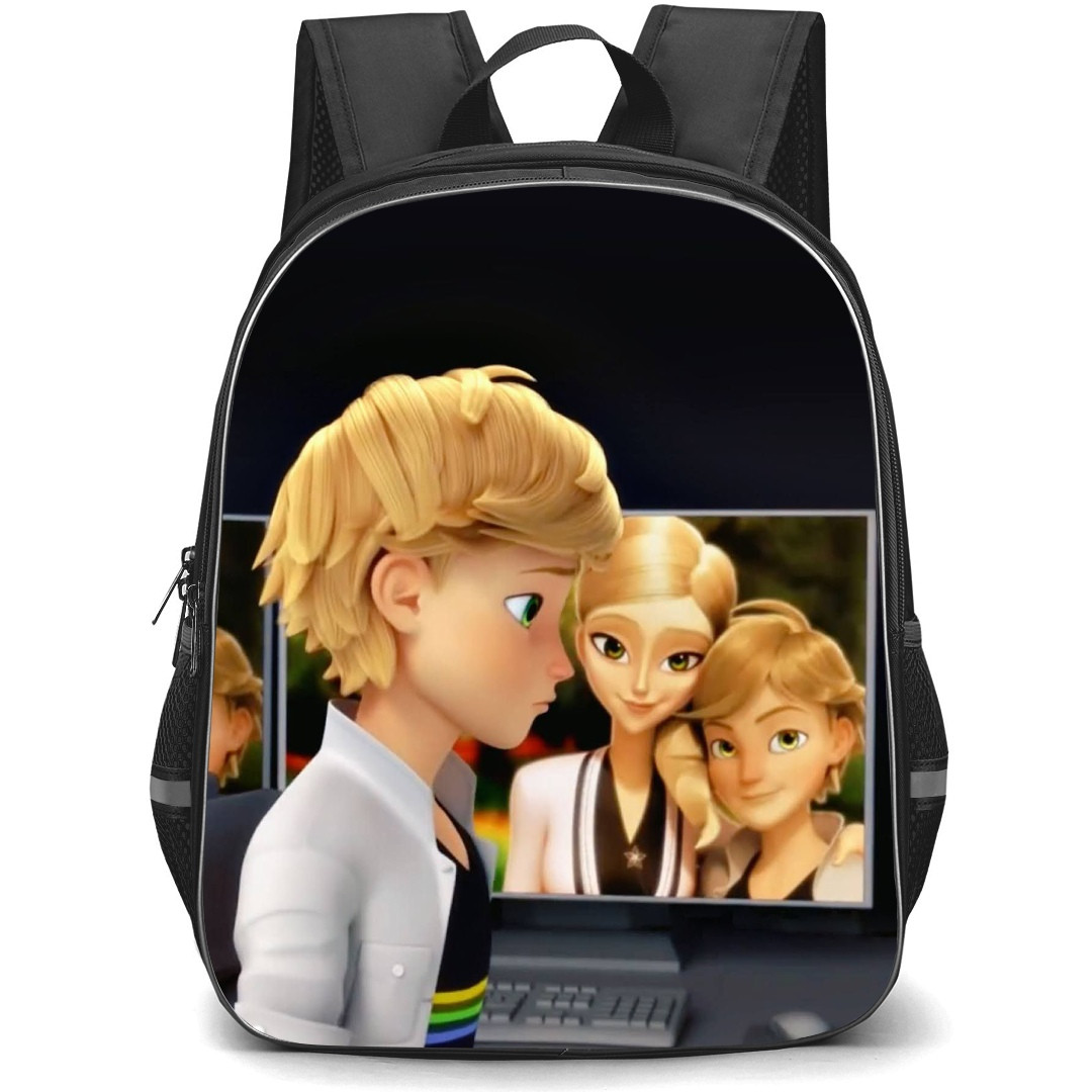 LadyBug Adrien Agreste School Backpack StudentPack - Adrien Agreste Side Portrait Black Background