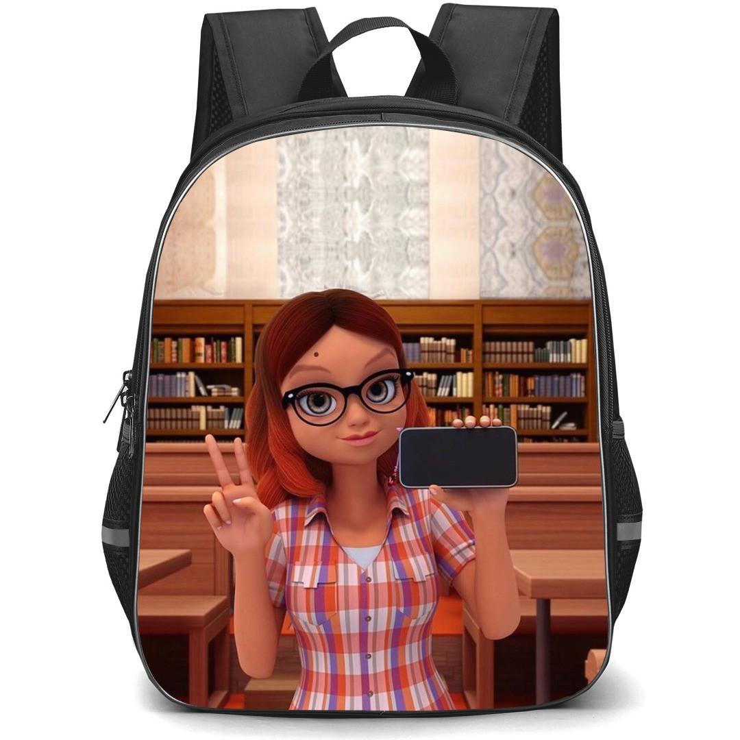 LadyBug Alya Cesaire School Backpack StudentPack - Alya Cesaire Selfie Library Background