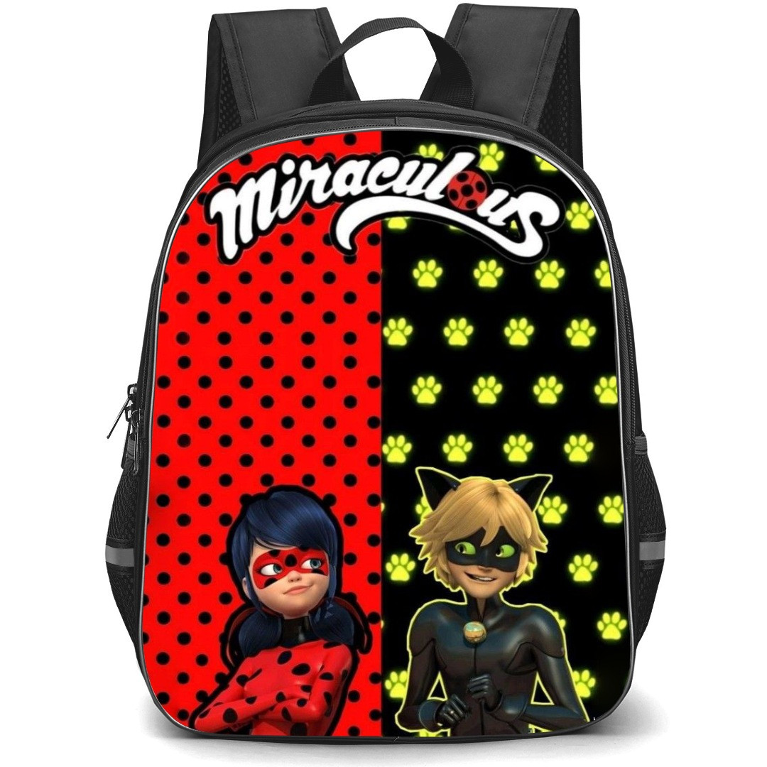 LadyBug Case School Backpack StudentPack - Character Miraculous Pattern Art Background