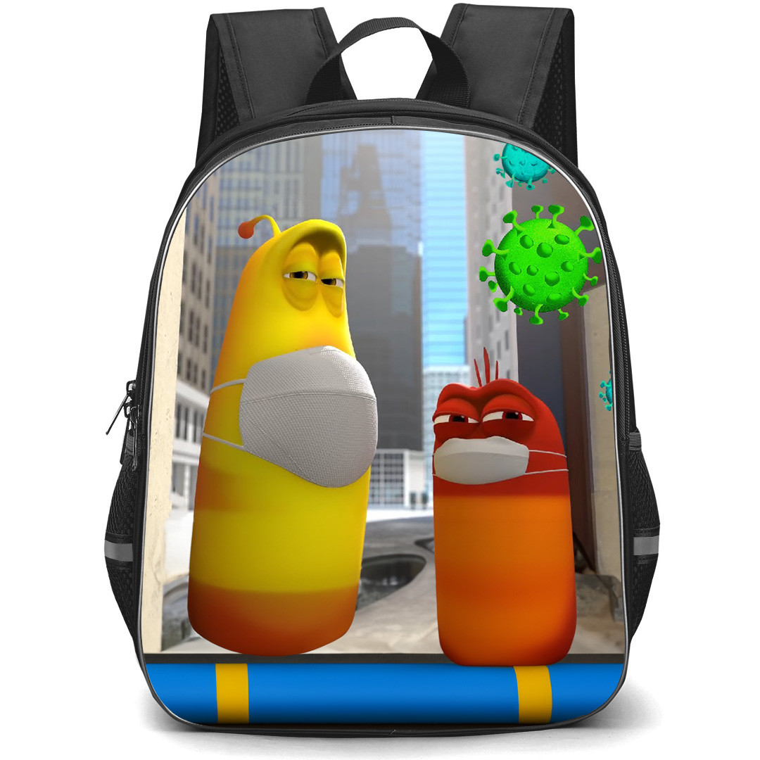 Larva Red Yellow Backpack StudentPack - Red Yellow Wearing Mask