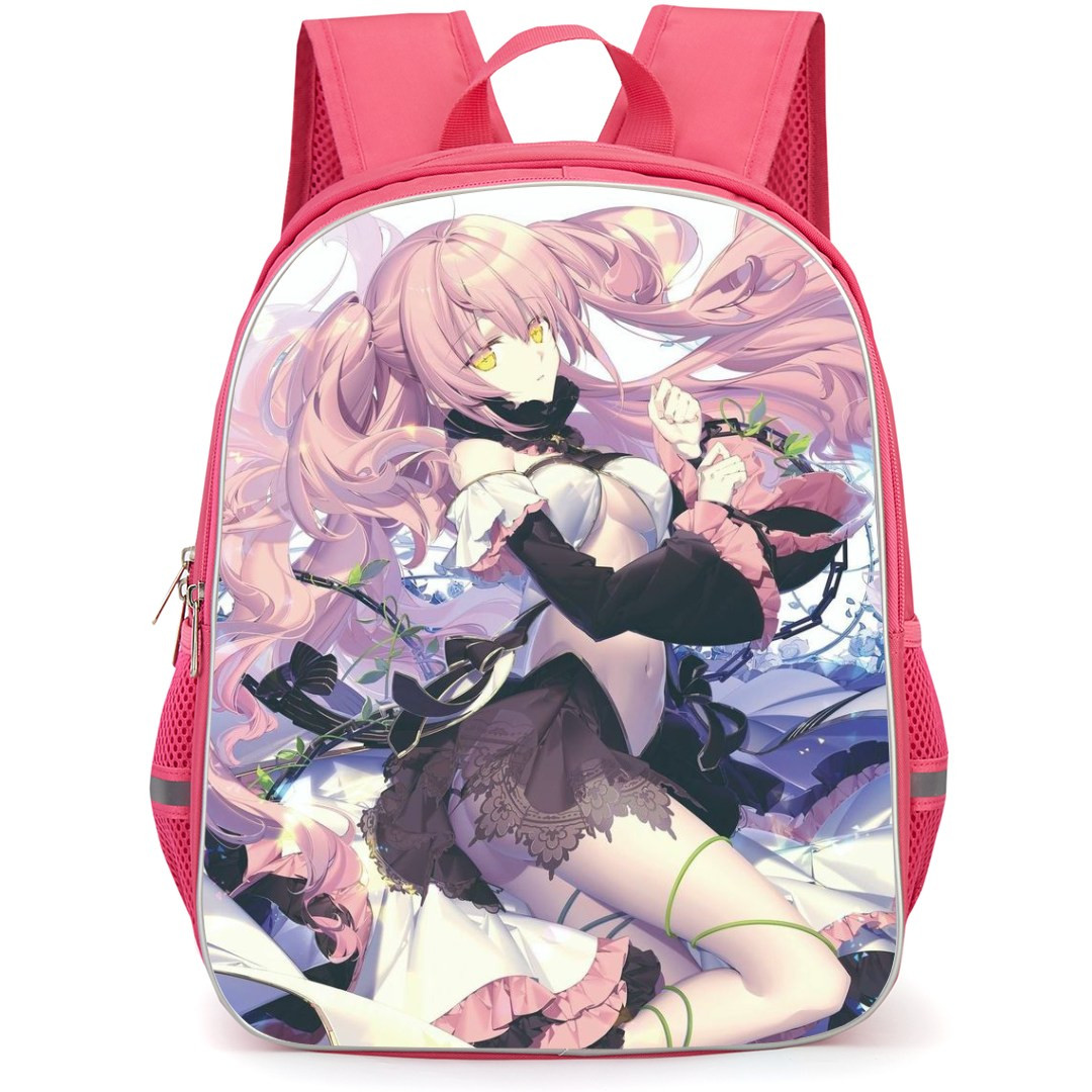 Our Last Crusade Or The Rise Of A New World Sisbell Lou Nebulis IX Backpack StudentPack - Sisbell Lou Nebulis IX Pink Hair Illustration Art On White Background