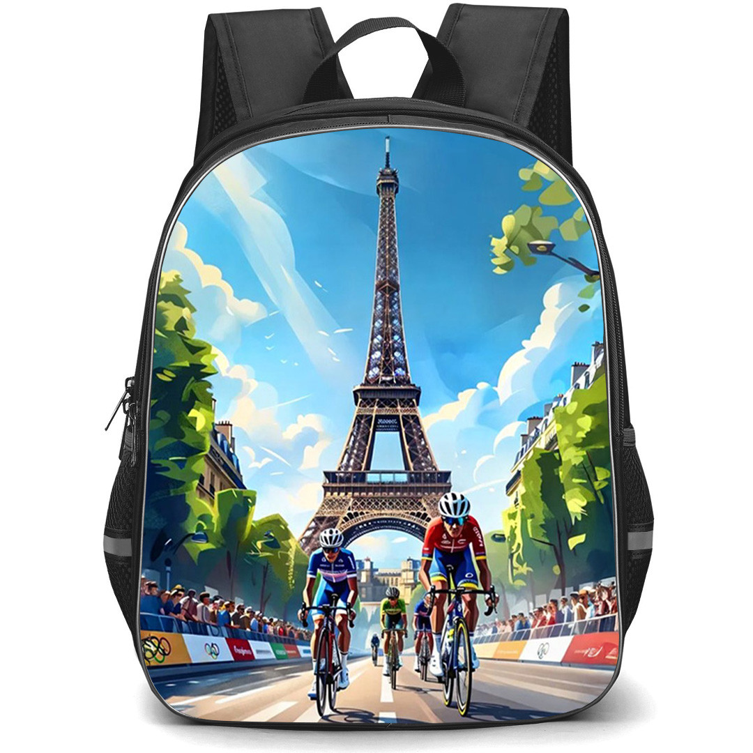 Le Tour De France Backpack School Bag StudentPack - Le Tour De France Cycling Race Eiffel Tower Digital Illustration Poster