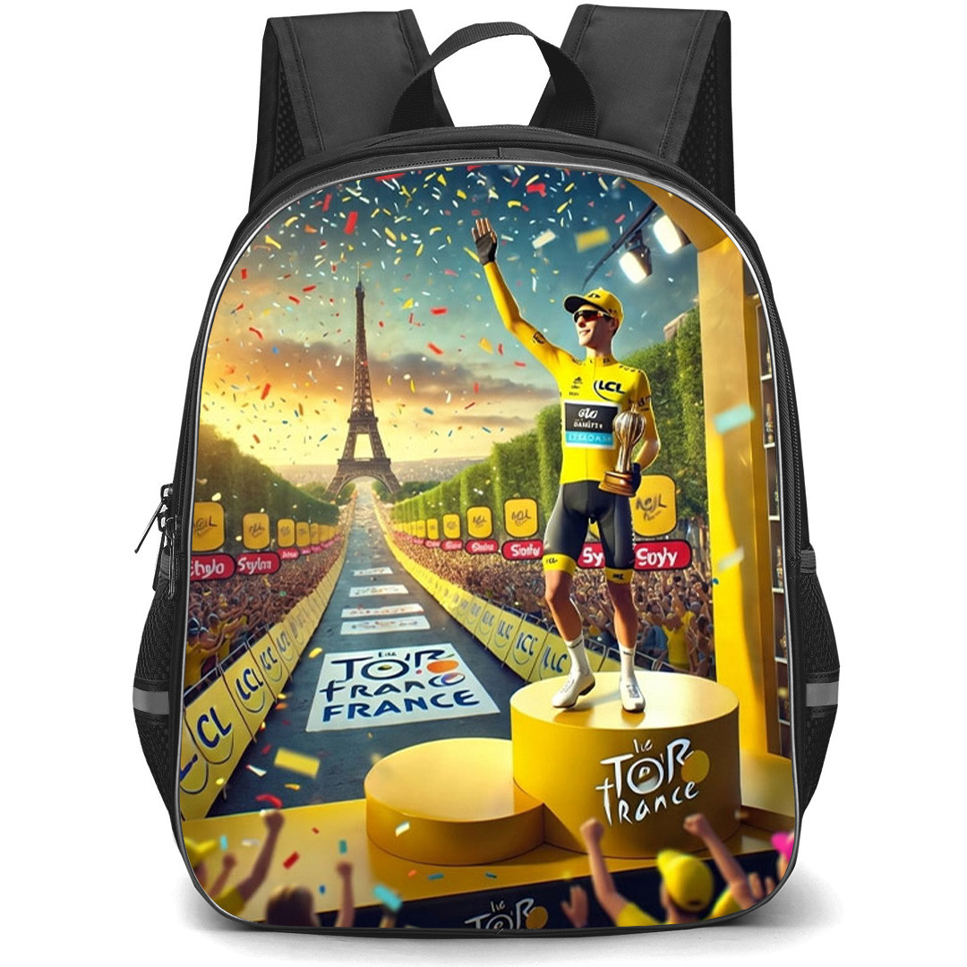 Le Tour De France Backpack School Bag StudentPack - Le Tour De France Cycling Winner Celebration 3D Illustration Poster