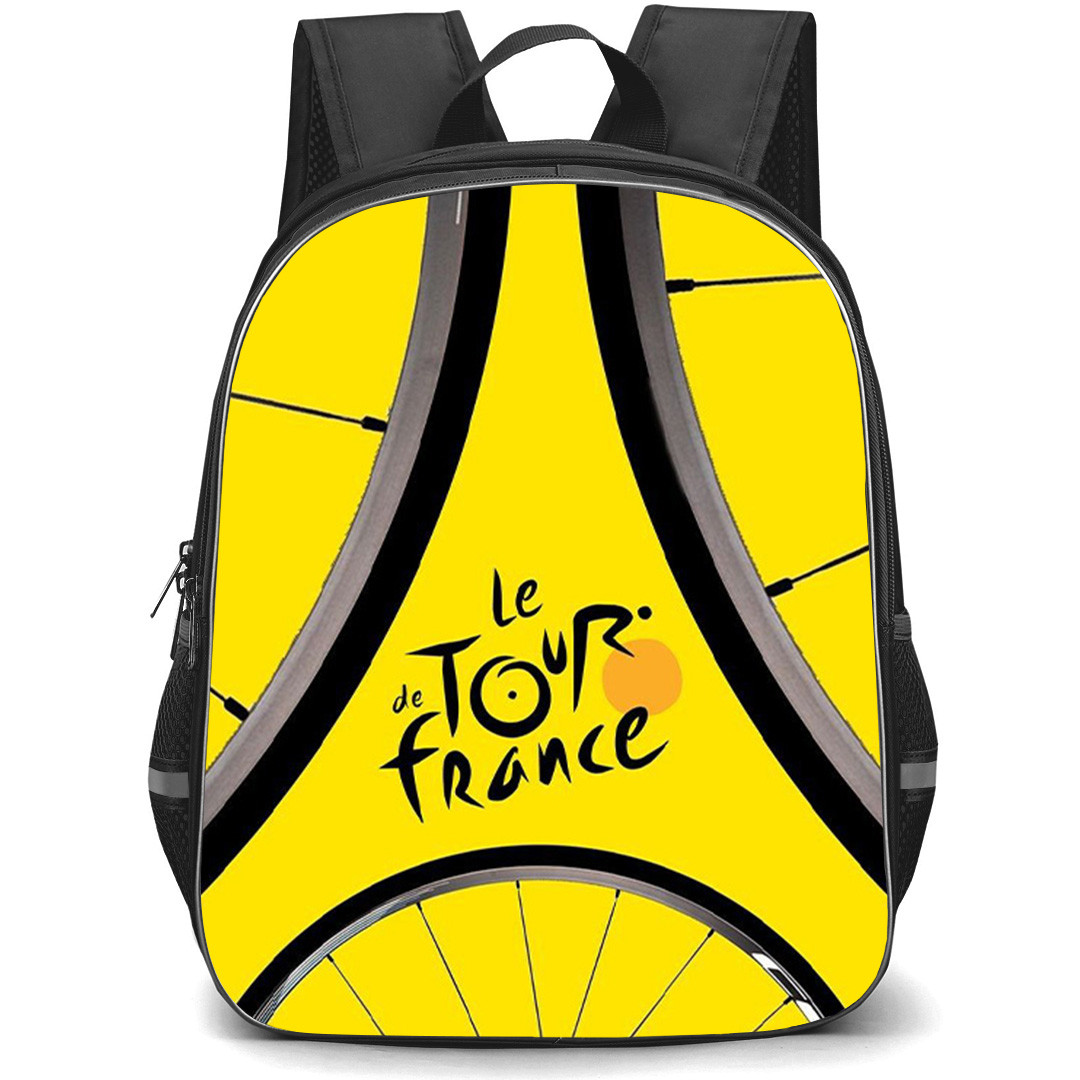 Le Tour De France Backpack School Bag StudentPack - Le Tour De France Minimalist Cycling Yellow Illustration Art Poster