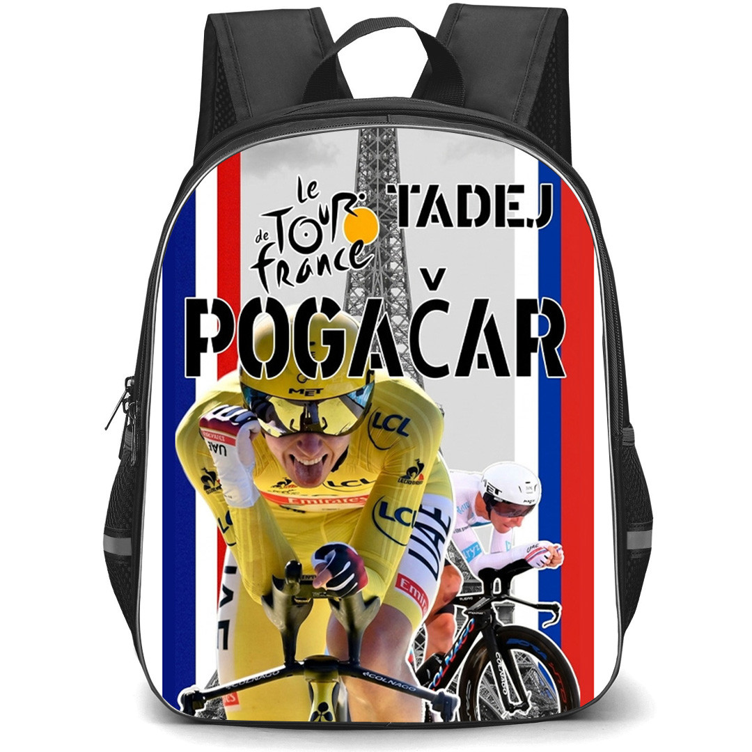 Le Tour De France Tadej Pogacar Backpack School Bag StudentPack - Tadej Pogacar Collage Typography Poster