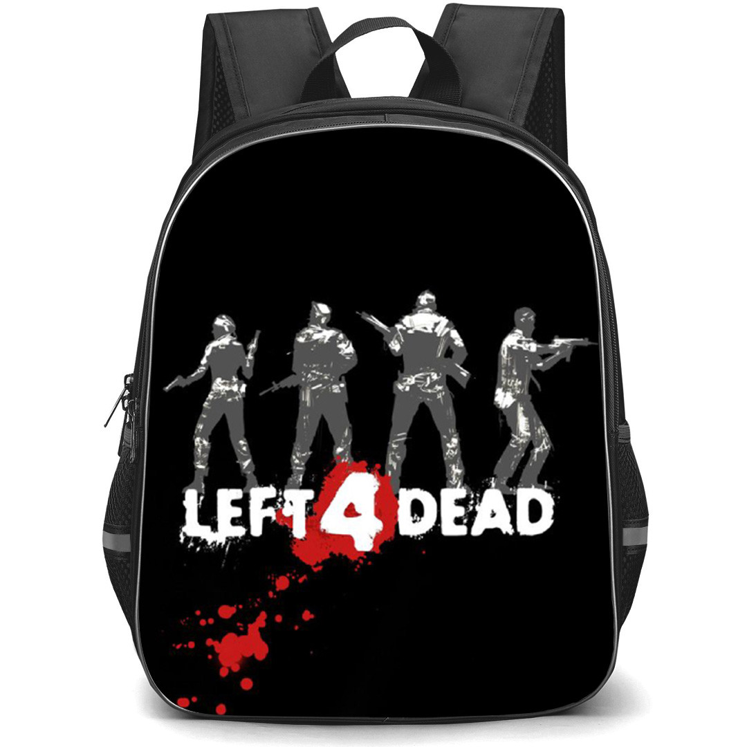 Left 4 Dead Backpack School Bag StudentPack - Left 4 Dead Characters Game Poster In Black Background