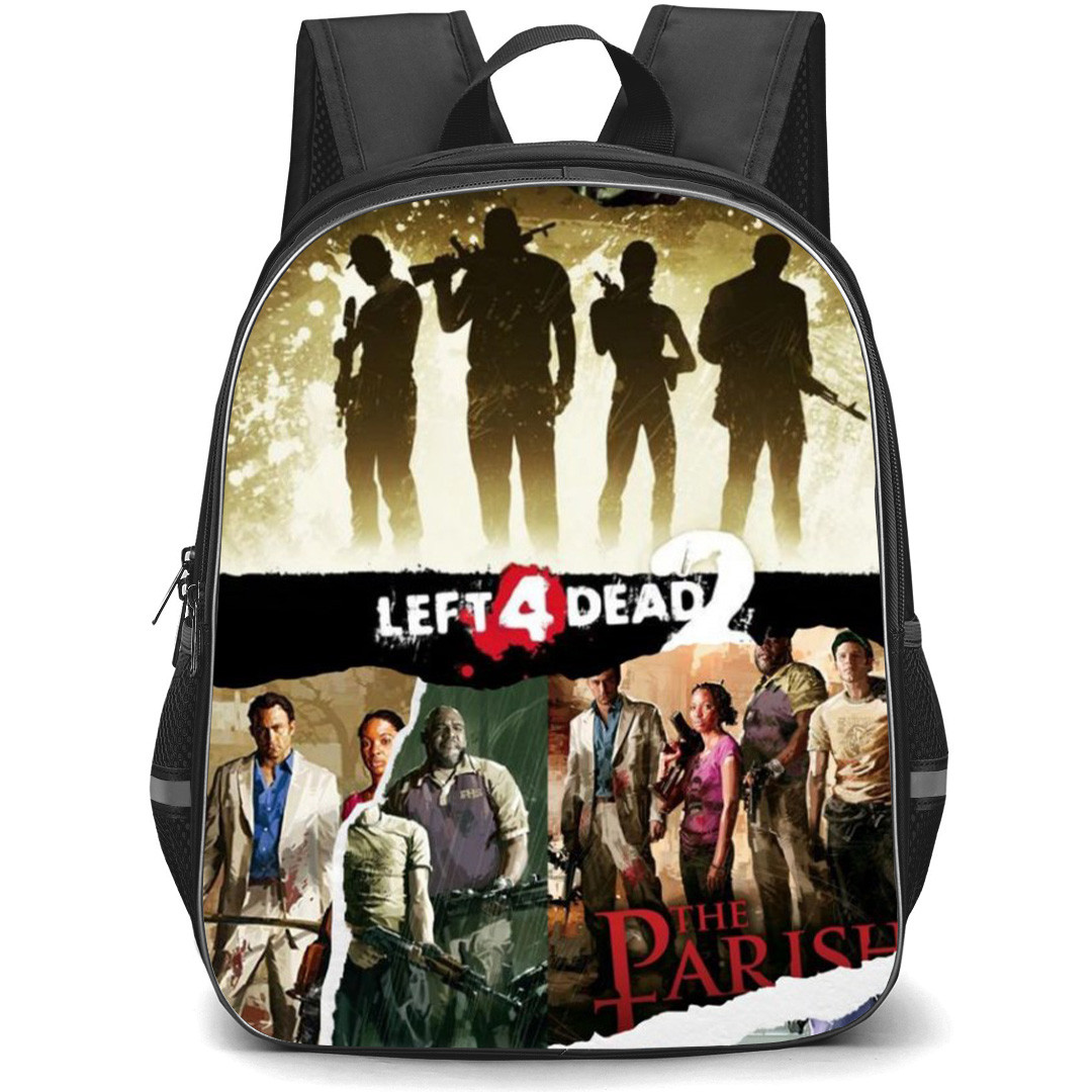 Left 4 Dead Backpack School Bag StudentPack - Left 4 Dead Characters And Maps Game Collage Poster