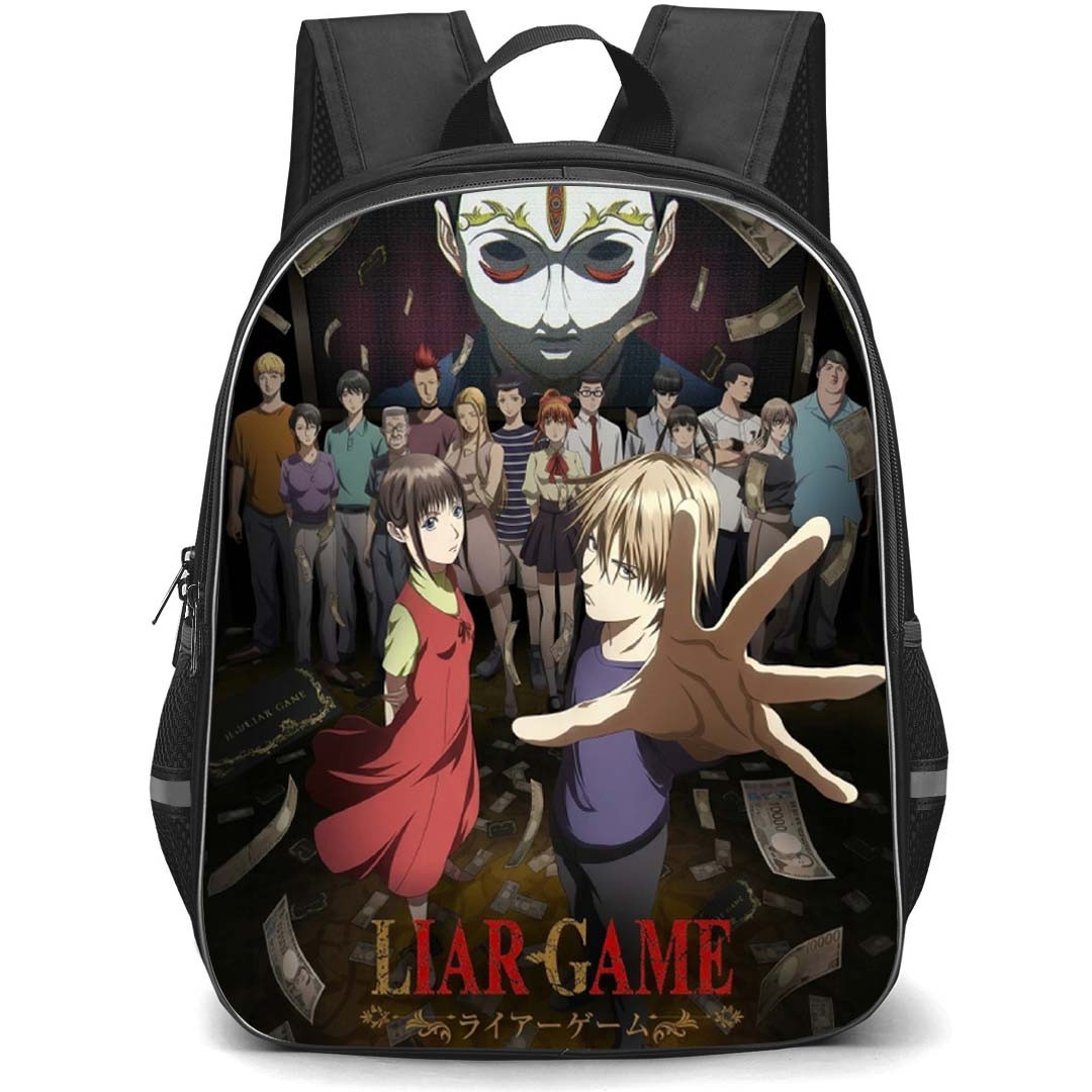 Liar Game Backpack School Bag StudentPack - Liar Game Characters Fierce Paper Bills Poster