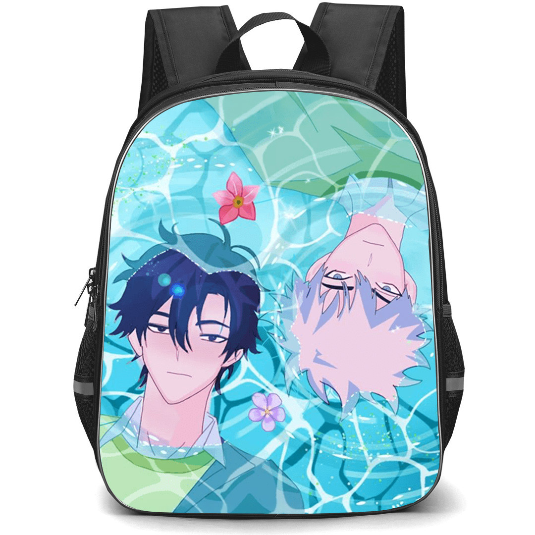 Link Click Backpack School Bag StudentPack - Cheng Xiaoshi And Lu Guang Floating in Water Surrounded by Flowers Art