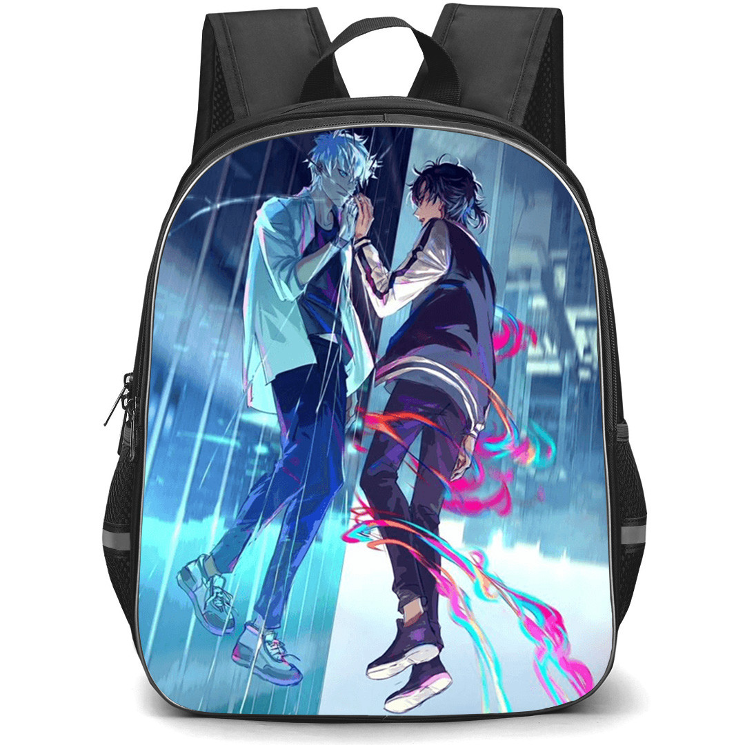 Link Click Backpack School Bag StudentPack - Cheng Xiaoshi And Lu Guang Falling Through a Rainy Cityscape Characters