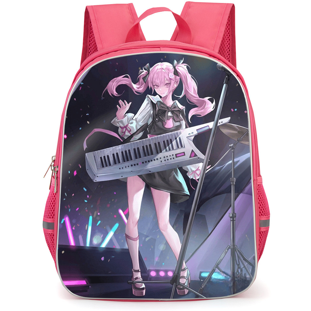 Link Click Li Tianxi Backpack School Bag StudentPack - Li Tianxi with Pink Hair Playing a Keytar