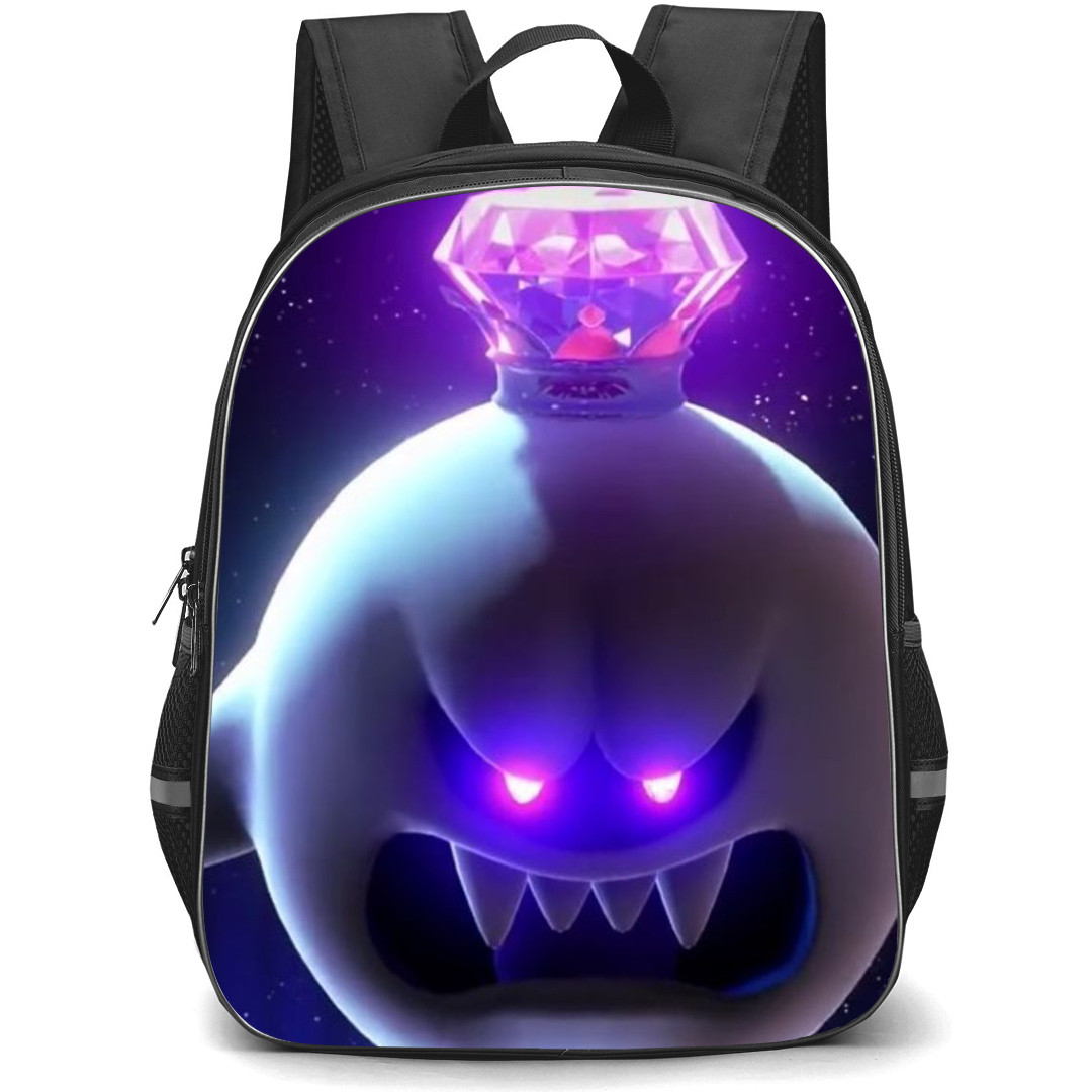 Luigi's Mansion King Boo Backpack StudentPack - King Boo Glowing Eyes Purple Background